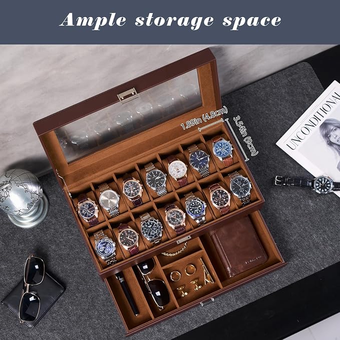 ProCase Watch Box, 14 Slot Mens Watch Case - Image 2