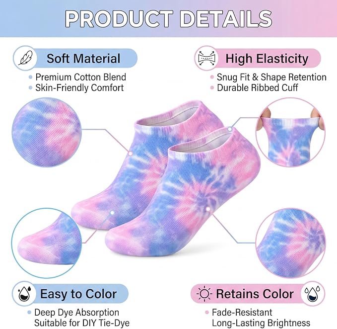 Syhood White Cotton Crew Socks for Tie dye Party Casual Soft Cushion Novelty - Image 7