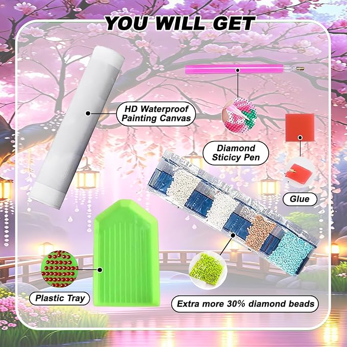 VeGuude Diamond Art Kits for Adults, Full Drill Diamond Art Flowers Kits for - Image 8