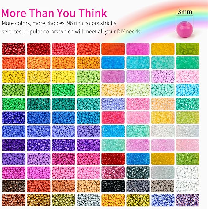 Friendship Bracelet Kit 3mm Seed Beads - Image 7