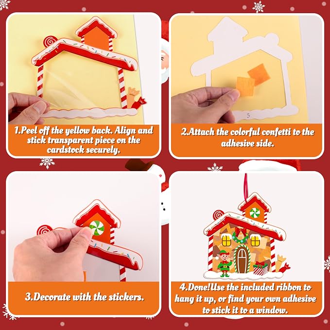 Renbuzhu 40PCS Christmas Crafts Bulk: Gingerbread House Paper Suncatchers DIY - Image 4