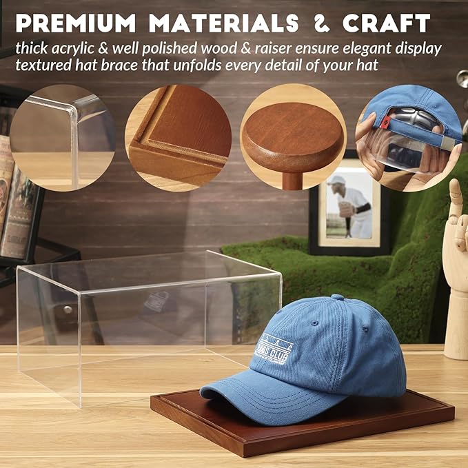 JupDec Hat Display Case, UV Protection Signed Hat Transparent Showcase - Image 3