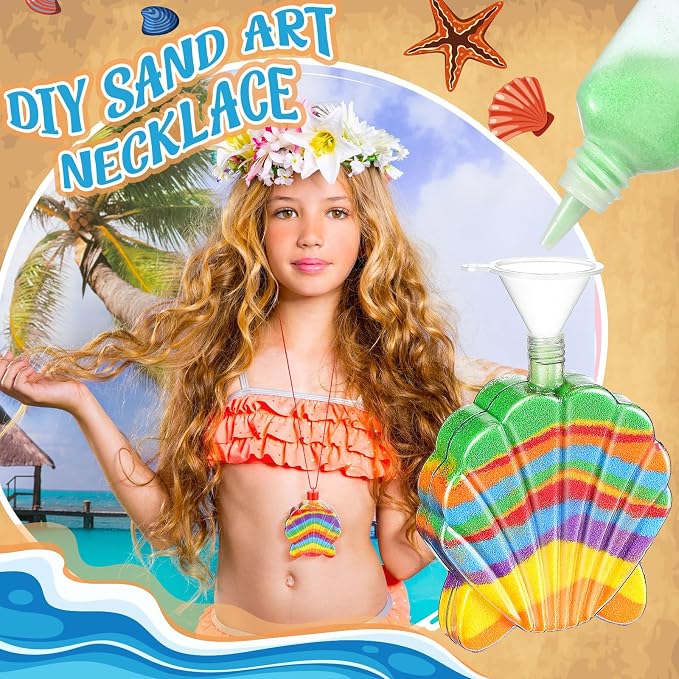 Tanlade 100 Pcs Shell Shaped Sand Art Bottle Necklaces - Image 5