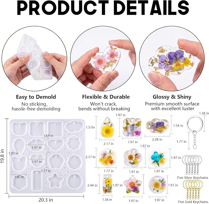 16 Cavities Keychain Silicone Resin Molds - Image 2