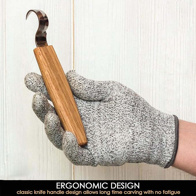 BeaverCraft Spoon Carving Hook Knife SK1 - Spoon Carving Tools Right-Handed - Crooked Whittling Knife for Spoons Kuksa Bowls and Cups, Whittling Tools for Beginners and Professional Carvers