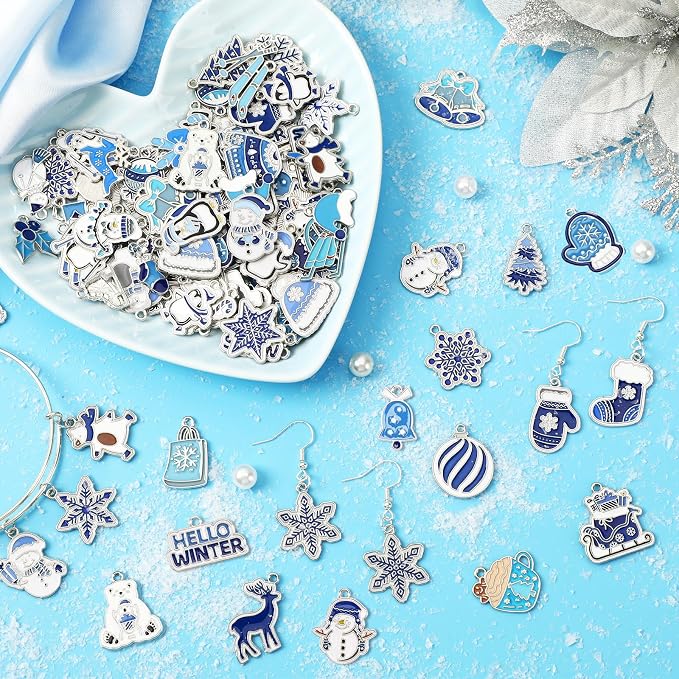 SANNIX 110Pcs/55 Pairs Christmas Winter Charms, Winter Charms - Image 4