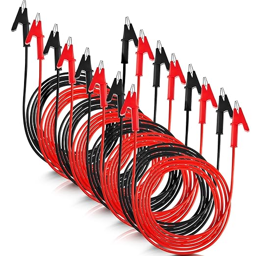 Dunzy 8 Pcs 14 Gauge Jumper Wires Alligator Clips to Alligator Clip Electrical Test Wires Set Silicone Flexible Cable for Electrical Testing (6.6 Ft)