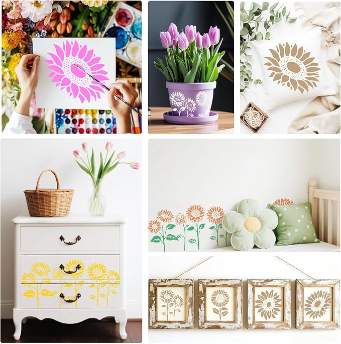 8pcs Giant Sunflower Wall Art Stencil Spring Flower Template - Image 6