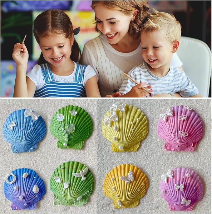 12PCS Large Natural Scallop Shells 4''-5'' White Sea Shells - Image 4
