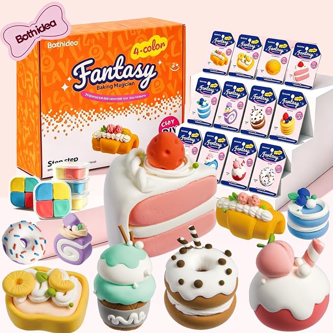 Both idea Air Dry Clay Kit, Cake Theme | 12 Packs, Non-Toxic Kids Gift | School by Bothidea