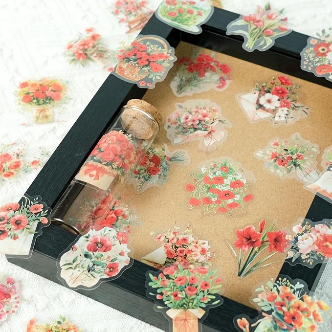 50pcs Red Flower Stickers for Scrapbooking - Image 6