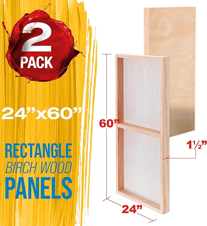 U.S. Art Supply 24" x 60" Unfinished Cradled Wood Panels - Image 2