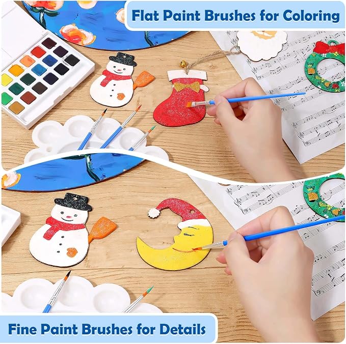 Small Paint Brushes Bulk, Anezus 100 Pcs Flat and Round Pointed Brushes Craft - Image 4