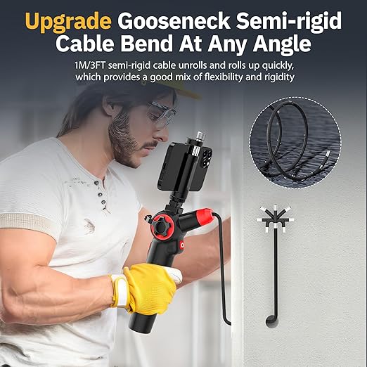 Articulating Borescope 2-Way 210° - JESERAL 6.2mm Len Endoscope camera with 6 light, HD1080P Inspection Camera with Steering Probe, Compatible with Android&iOS Phone, scope with 3.3FT Semi-Rigid Cable