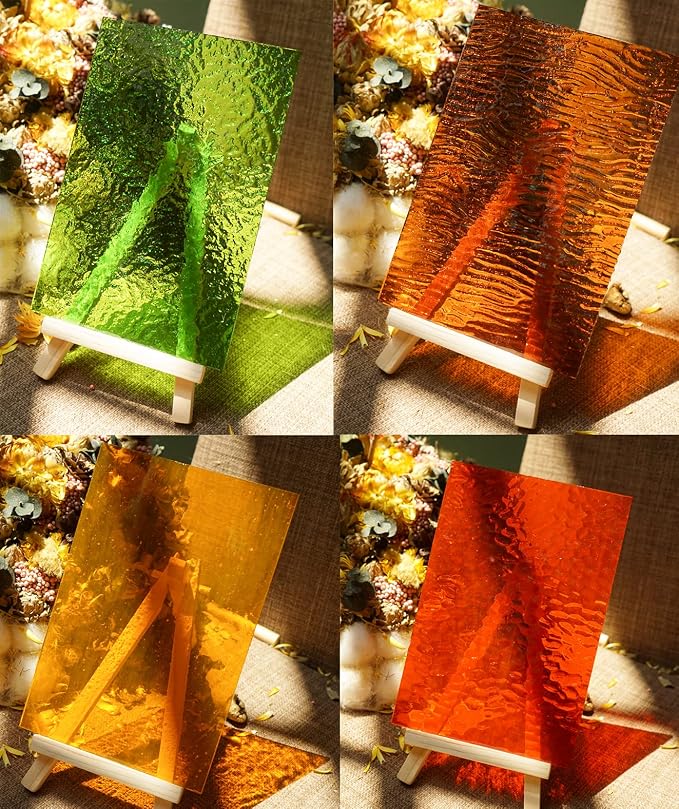 Lanyani Variety Textured Stained Glass Sheets Pack, 4 x 6 inch Large Cathedral - Image 5