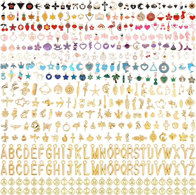 Flasoo 404Pcs Gold Charms for Jewelry Making, Keychains and Crafts by Flasoo