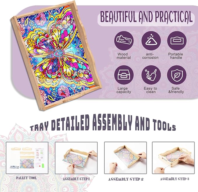 EWJRNSF Diamond Art Kits for Adults Wooden Serving Trays - Image 3