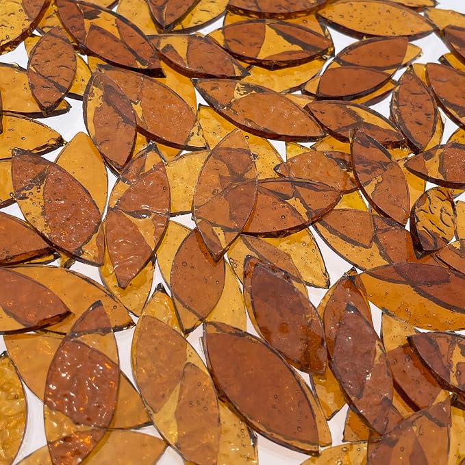 LITMIND 120 Pieces Brown Textured Transparent Mosaic Glass Petals & Leaves in 2 - Image 3