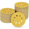 100PCS 5 Inch 8 Hole Sanding Discs 60 Grit,Gold Round Hook and Loop Sandpaper for Random Orbital Sander