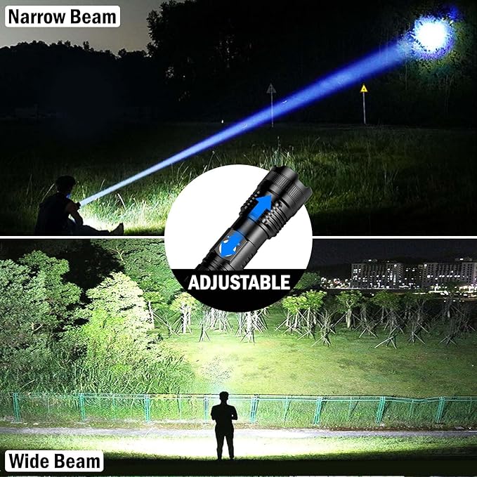 Rechargeable Flashlights High Lumens, 4 Pack 99,000 Lumens Led Flashlights with 5000ɱAh Βattery, Waterproof Powerful Flash Light Multifunctional Flashlights for Home Camping Hiking
