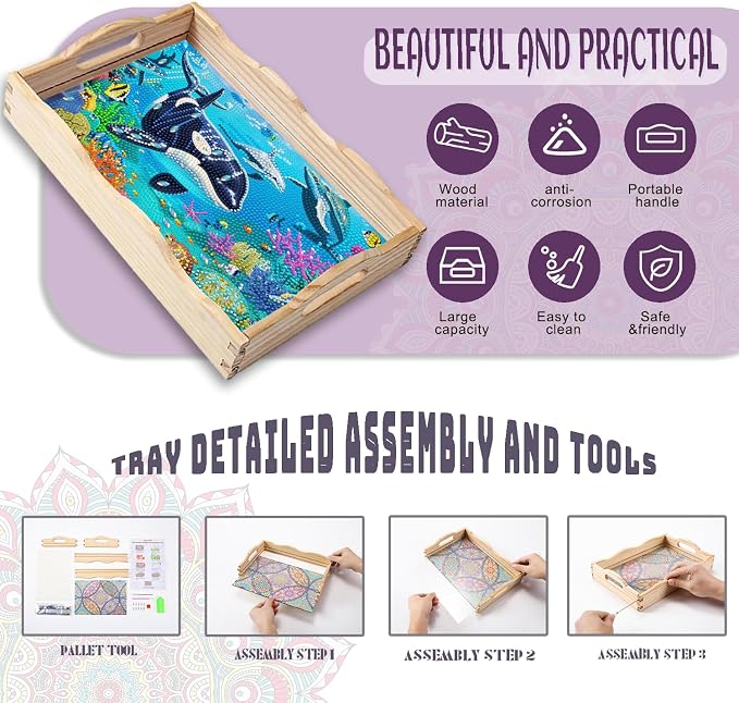 EWJRNSF Diamond Art Kits for Adults Wooden Serving Trays - Image 3