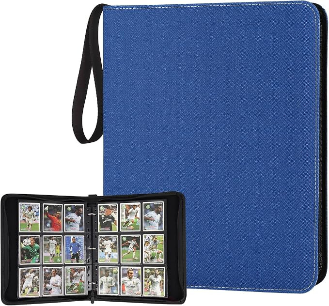 GERMUN 3 Ring 9 Pocket Zipper Card Binder, 720 Double Sided Standard PU Trading by GERMUN