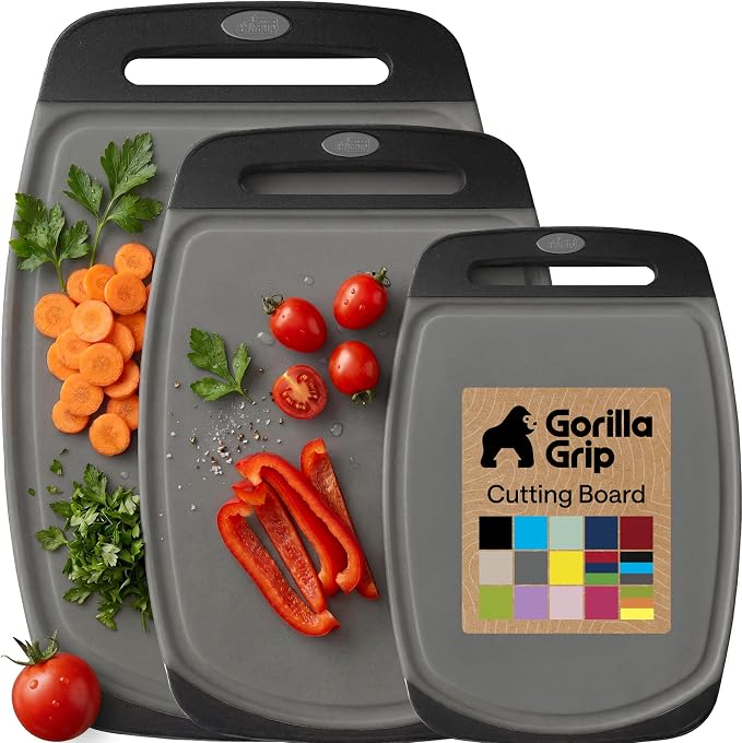 GORILLA GRIP BPA-Free Reversible Kitchen Cutting Board Set of 3, US Designed by Unknown