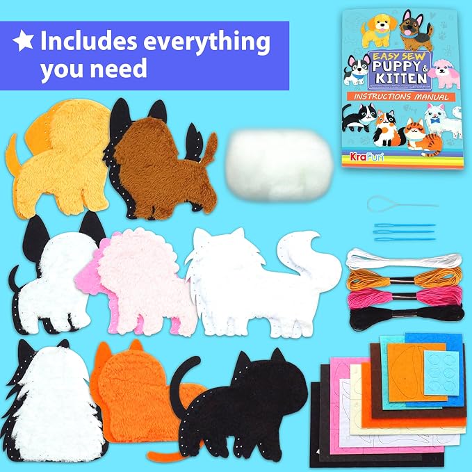 KRAFUN Puppy & Kitten Sewing Kit - Image 2