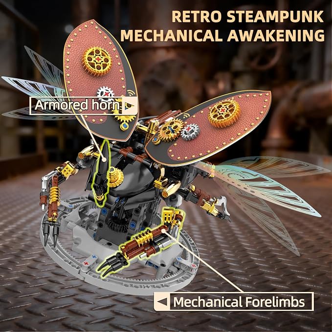Bionic Steampunk Beetle Insect Building Set, Poseable Articulated Mechanical - Image 5