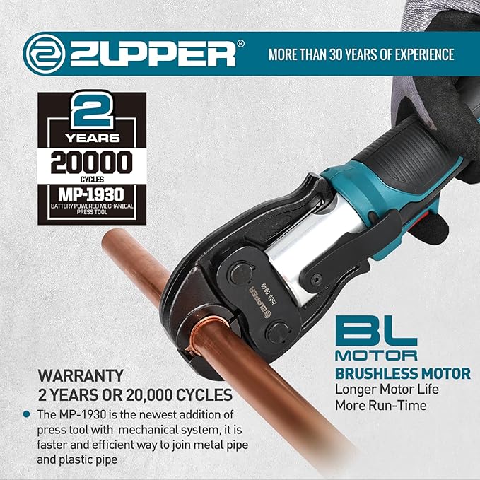 Mini Pro Press Tool kit with 3 Copper Pro Press Jaws 1/2", 3/4", 1", Brushless Motor, 2pcs Battery, Fast Charger & Carrying Case