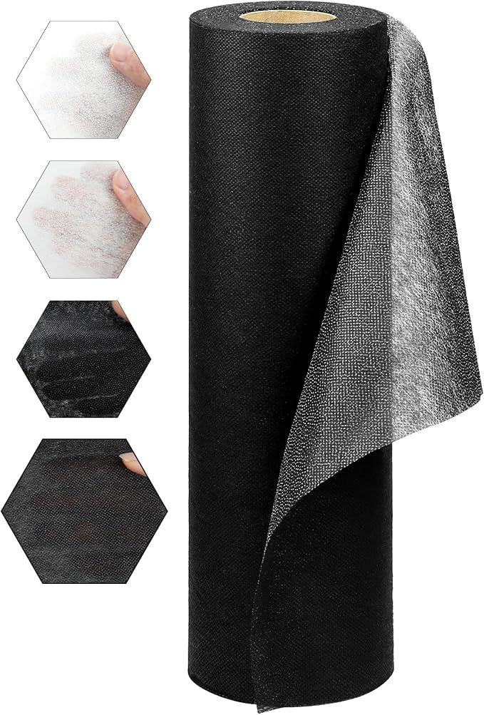 FIVEIZERO Light Weight Black Iron-On Non-Woven Fusible Interfacing: 12in x 30yd by FIVEIZERO