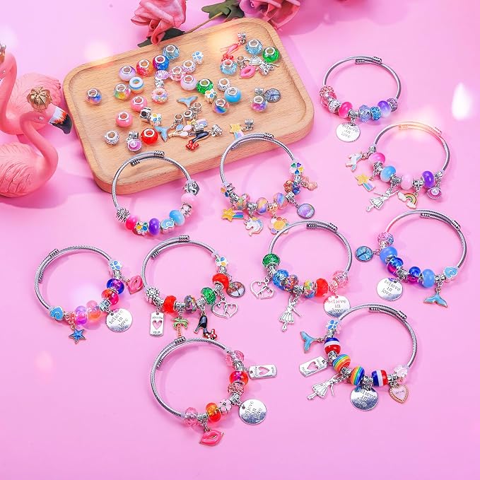 AIPRIDY 208 Pieces Charm Bracelet Making Kit, Unicorn Mermaid Crafts Gifts Set - Image 6