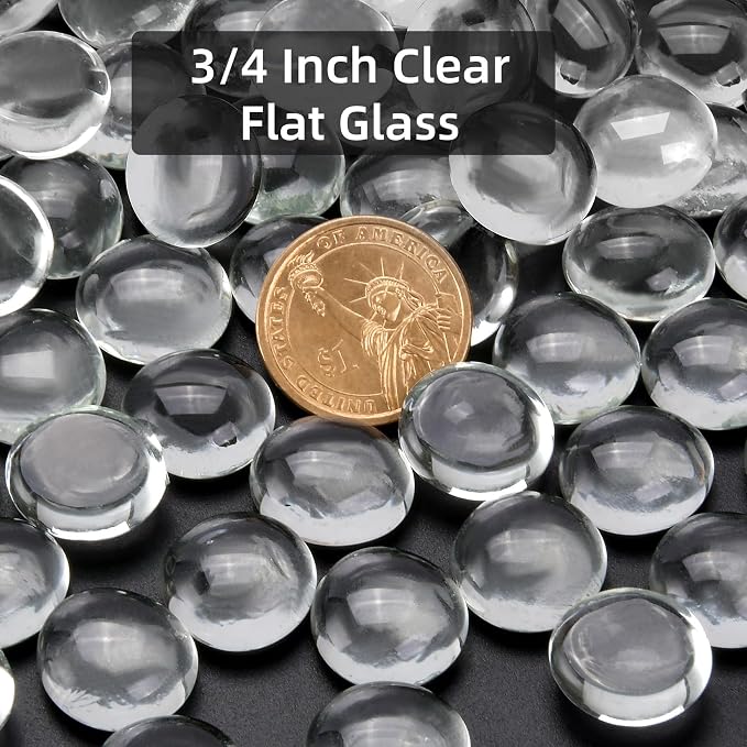 2LB Clear Flat Glass Marbles for Vases, Gemstone Beads Vase Filler Decorative - Image 2