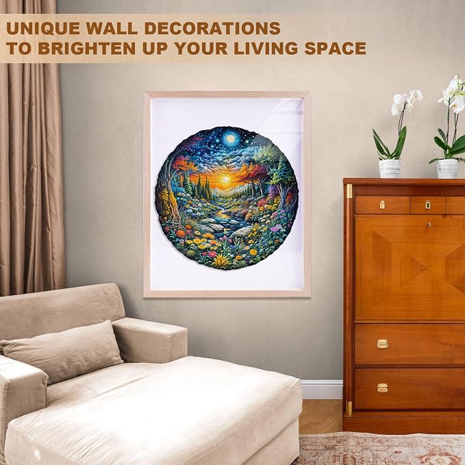 Sun Moon Forest Puzzles Adults Gifts Wooden 200 Pieces 11.4 * 11.4in - Image 7