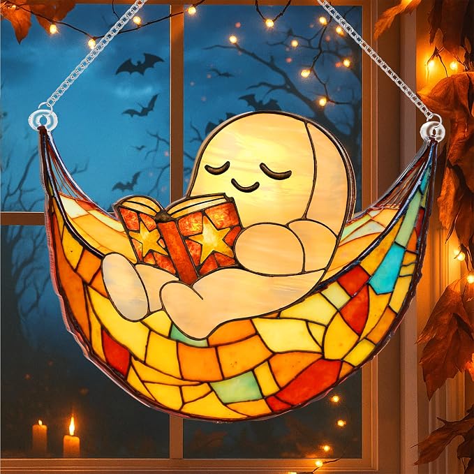 Halloween Stained Glass Ghost Ornaments Acrylic, Halloween Decor Cute Suncatcher - Image 5