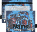 Custom Truck Blue Pencil Pouch for 3 Ring Binder, 2 Pack Personalized Name by BOENLE-WELCOMEYOURCOMING