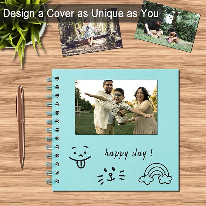 DIY Scrapbook Album 7x7 Inch, Hardcover Kraft Paper Scrap Book Photo Album - Image 5