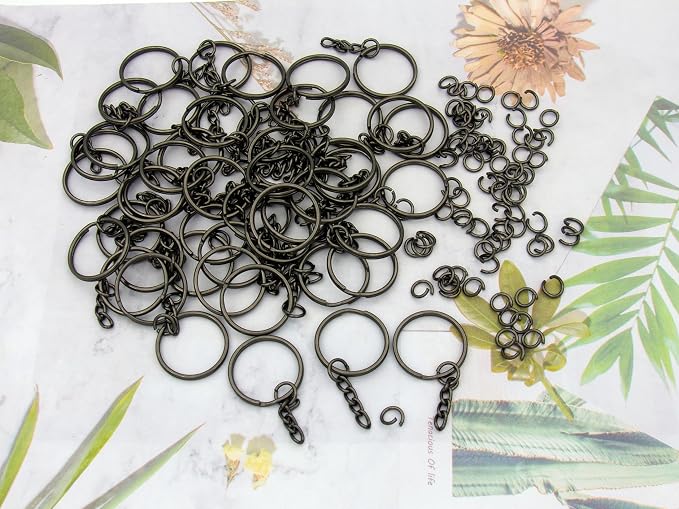 50Sets 1 inch Keychain Rings Gun Black Split Round Key Ring - Image 5