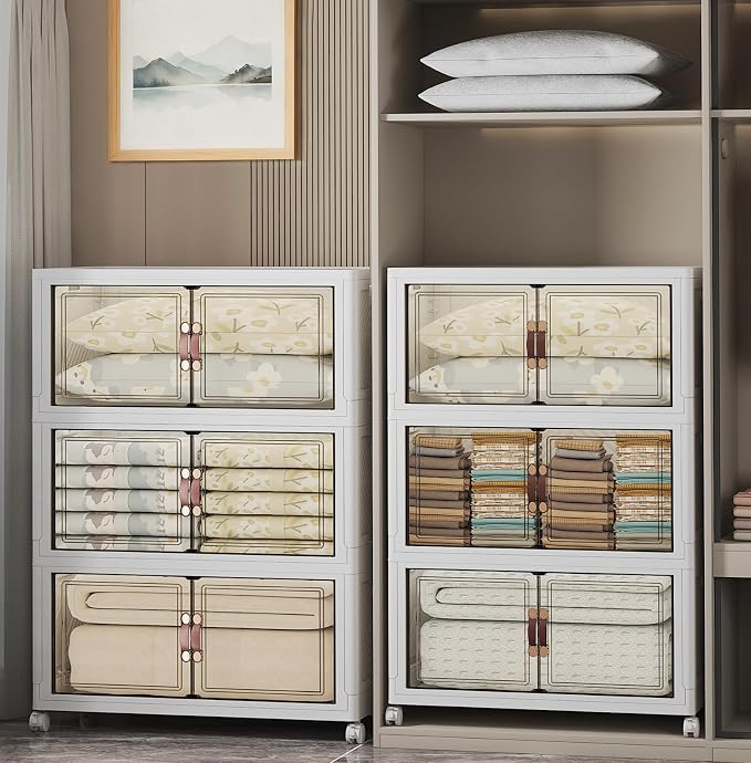 UAMFURI Stackable Storage Bins, 1050QT Collapsible Drawers - Image 8
