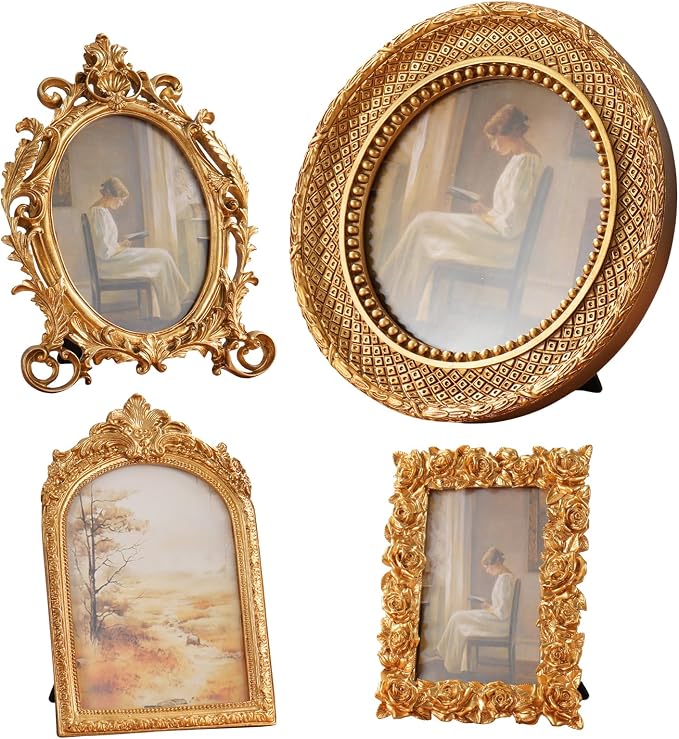 4 Pcs Gold Vintage Picture Frames by YEXEXINM