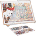 Puzzle Board with 4 Sorting Trays, Playing Surface with Protective Cover by Piecevana