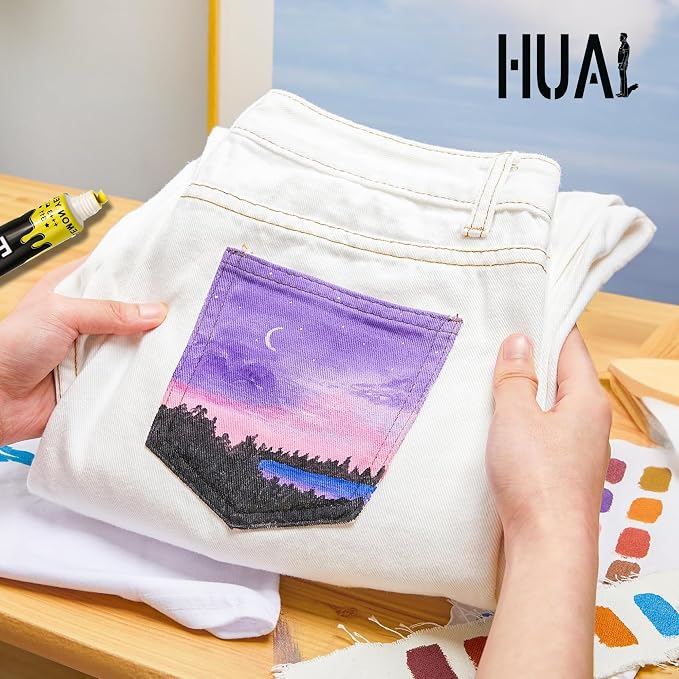 HUAL Fabric Paint Set for Clothes 12 Vibrant Colors Textile Paint - Image 3
