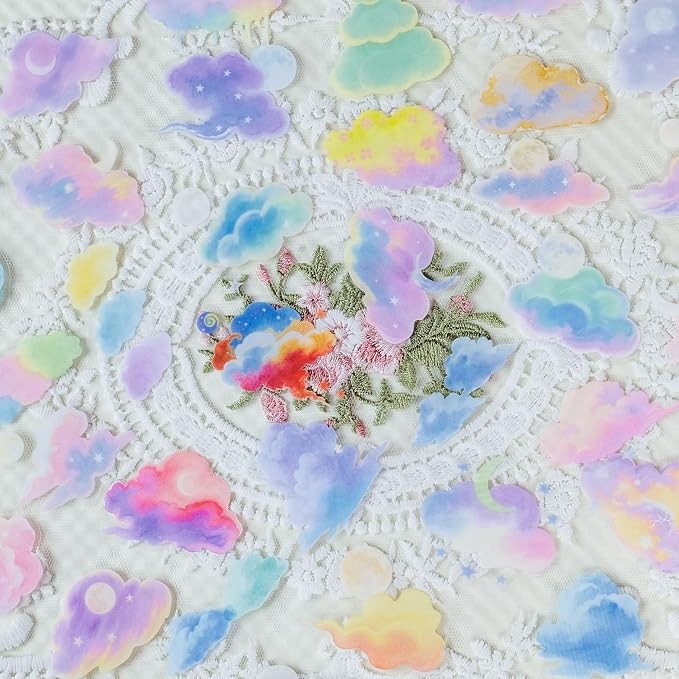 50Pcs Weather Stickers Transparent Aesthetic Cloud Stickers - Image 3