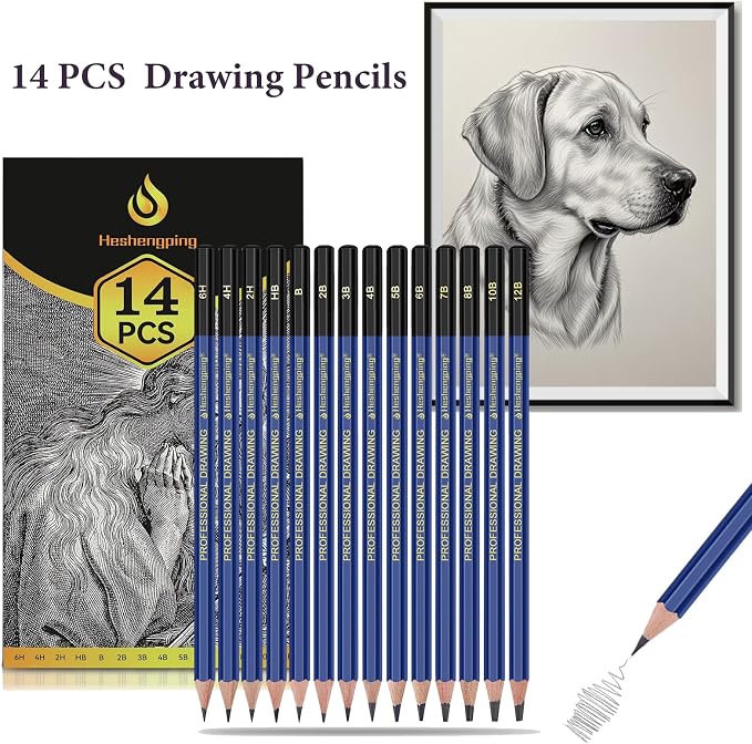 Pro Pencils Drawing Sketching Set 14 pcs Graphite Kit Soft Pencils Ideal Gift - Image 6