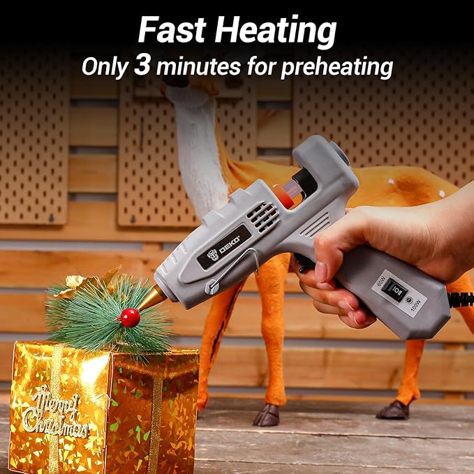 Hot Glue Gun Full Size: DEKOPRO 60/100Watt Dual Temp Hot Glue Gun Kit with 25 Glue Sticks, Organize Storage Case, Heavy Duty Heat Glue Gun Tool Set for Home Repair, Art & Crafts, DIY