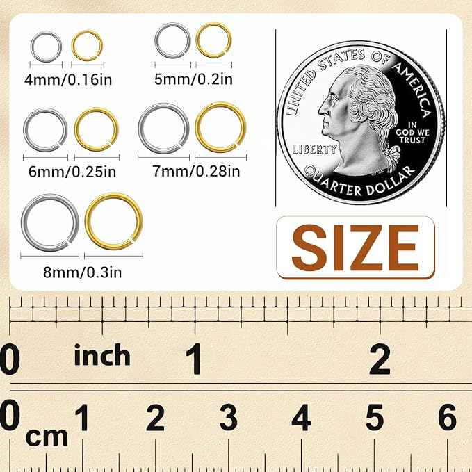 4600 Pcs Jump Rings for Jewelry Making Kit Gold & Silver, Open Rings - Image 3