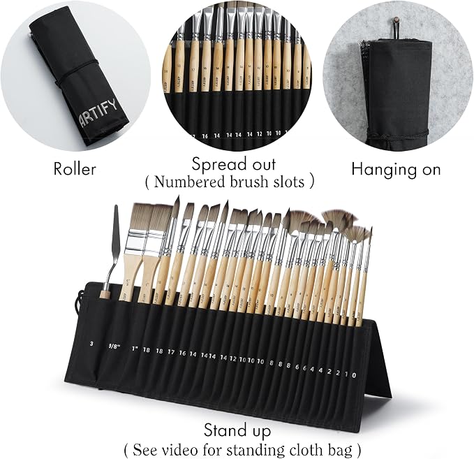 ARTIFY 25 Pieces Professional Paint Brush Set – Expert Series Synthetic Nylon - Image 6