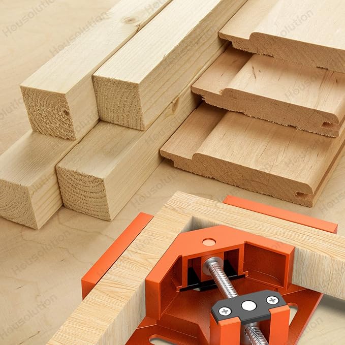 Right Angle Clamp, [2 Pack] Single Handle 90°Aluminum Alloy Corner Clamp, Right Angle Clip Clamp Tool Woodworking Photo Frame Vise Holder with Adjustable Swing Jaw - Orange