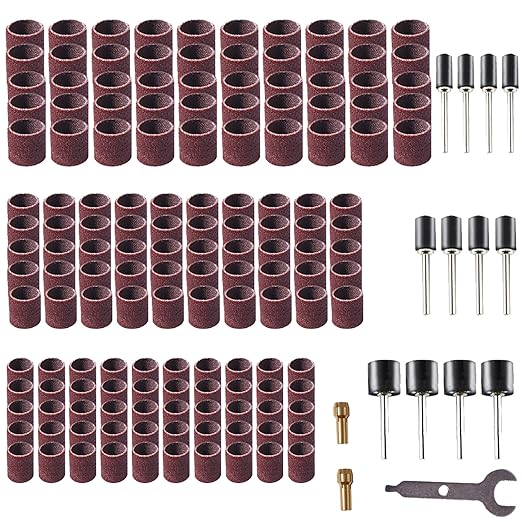165pcs 240 grit Rotary Tool Sanding Drums for Dremel Sanding Drum Sander Bits Bands for Drill Accessories