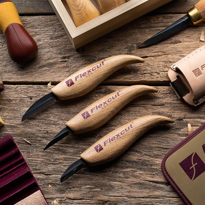 Flexcut Wood Carving Knives | Starter Set of 3 Woodcarving Knives | 1095 High - Image 3